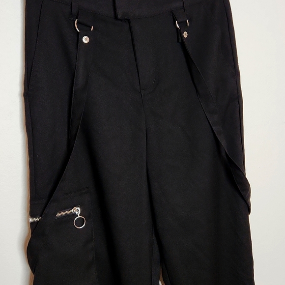 Hot Topic Black Strap Suspender Ultra Hi-Rise Jogger Pants - Picture 8 of 14